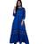Women's Floral Blue A line Frill rayon Embroidered Kurta