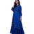 Women's Floral Blue A line Frill rayon Embroidered Kurta