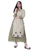 Women's Designer A line Double Layered Cotton kurta with Creative Handwork & Funda