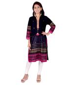 black Cotton Straight Kurti for women