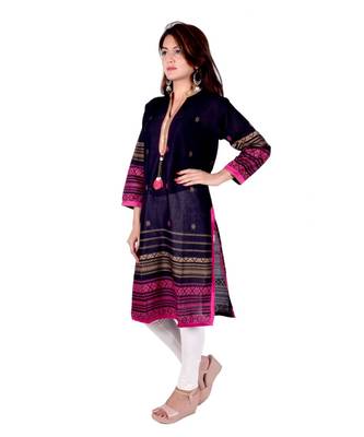 black Cotton Straight Kurti for women 2