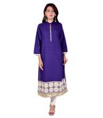 Royal Blue  rayon Embroidered Straight Kurti for women