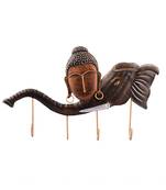 Buddha Head on Elephant Trunk Wrought Iron Key Holder