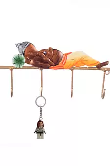 Lord Ganesha Resting on Wrought Iron Key Holder