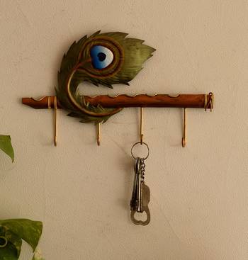 Wrought Iron Mor Pankh Key Holder 1