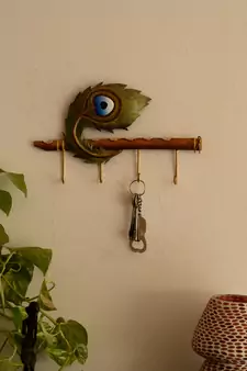 Wrought Iron Mor Pankh Key Holder