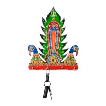 Wooden Papier Mache Decorative Peocock Key Holder 1