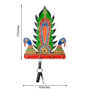 Wooden Papier Mache Decorative Peocock Key Holder 2