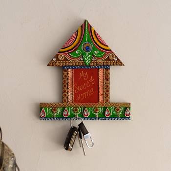 My Sweet home Hut Shape Papier-Mache Wooden Keyholder 1