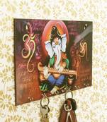 Lord Ganesha Theme Wooden Key Holder with 6 Hooks