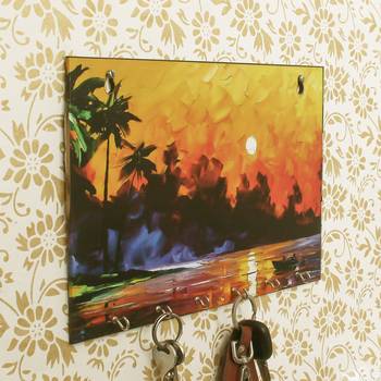 Naturre View Theme Wooden Key Holder with 6 Hooks 1