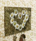 Floral Theme Wooden Key Holder with 6 Hooks