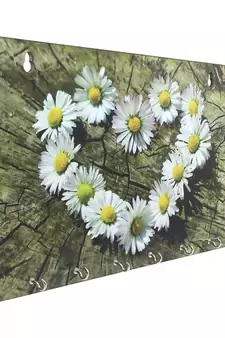 Floral Theme Wooden Key Holder with 6 Hooks