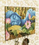 Lord Buddha Theme Wooden Key Holder with 6 Hooks