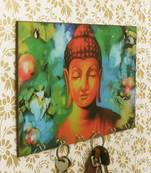 Lord Buddha Theme Wooden Key Holder with 6 Hooks