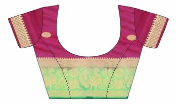 Wine printed silk saree with blouse 3