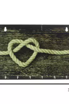 Heart made of Rope Theme Wooden Key Holder with 6 Hooks