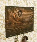 Abstract Theme Wooden Key Holder with 6 Hooks
