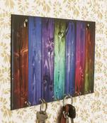 Abstract Theme Wooden Key Holder with 6 Hooks