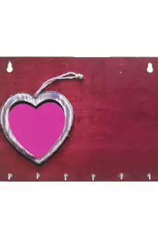 Heart Theme Wooden Key Holder with 6 Hooks