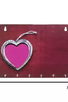 Heart Theme Wooden Key Holder with 6 Hooks