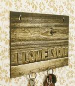 Abstract Theme Wooden Key Holder with 6 Hooks