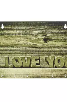 Abstract Theme Wooden Key Holder with 6 Hooks