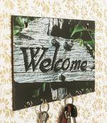 Welcome Theme Wooden Key Holder with 6 Hooks