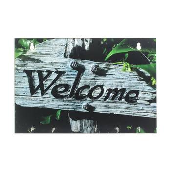Welcome Theme Wooden Key Holder with 6 Hooks 2