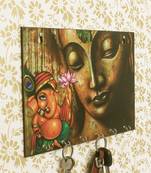Lord Ganesha Theme Wooden Key Holder with 6 Hooks