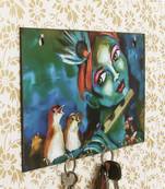 Shree Krishna Theme Wooden Key Holder with 6 Hooks