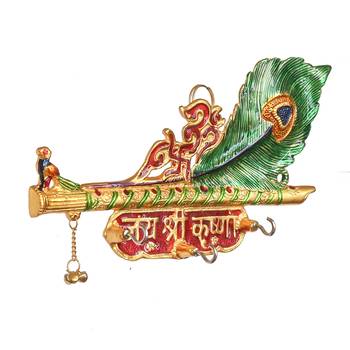 Jai Shree Krishna Key Holder With 3 Hooks 4