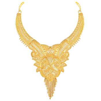 Attractive Traditional 1 Gram Gold Plated Choker Necklace Set For Women Or Girls 3