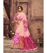 Pink printed art silk saree with blouse