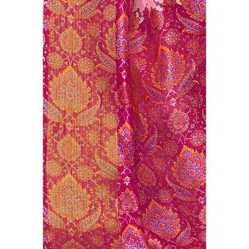 Pink printed art silk saree with blouse 3