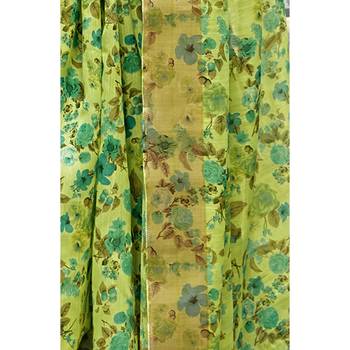 Green printed art silk saree with blouse 3