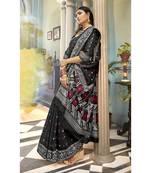 Black woven cotton saree with blouse