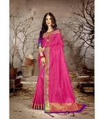 Pink solid chanderi silk saree with blouse