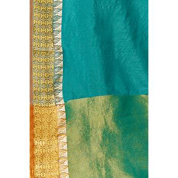 Sky blue solid chanderi silk saree with blouse 3