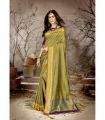 Mehendi solid chanderi silk saree with blouse