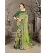 Green woven art silk saree with blouse