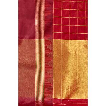 Red woven art silk saree with blouse 3