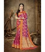 Pink woven art silk saree with blouse