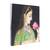 Rajasthani Ragini Lady With Lotus In Hand Painting On Marble Square Tile