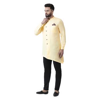 Beige Plain Cotton Men Kurtas 2