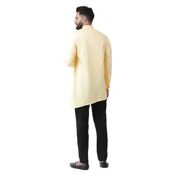 Beige Plain Cotton Men Kurtas 3