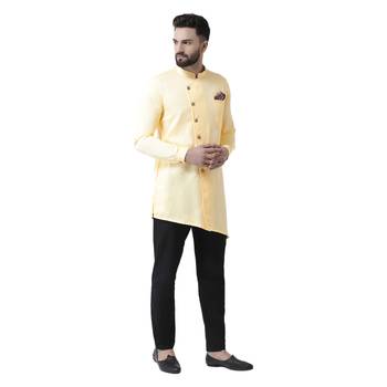 Beige Plain Cotton Men Kurtas 4