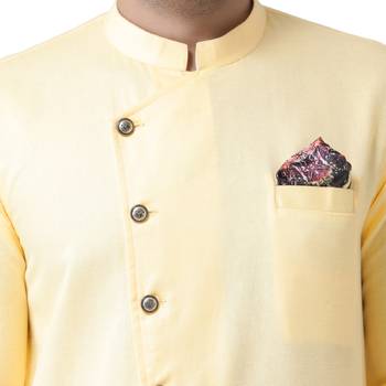 Beige Plain Cotton Men Kurtas 5