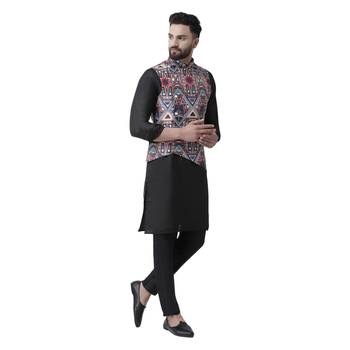 White Printed Silk Blend Nehru Jacket 4