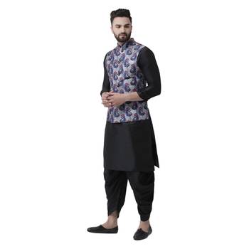 Grey Printed Silk Blend Nehru Jacket 4